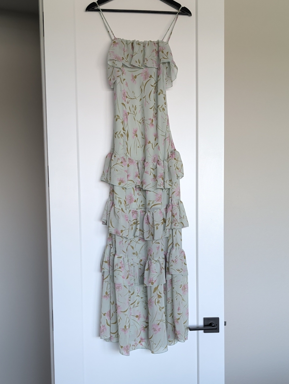 wild fable Mint Green Floral Tiered Ruffle Maxi Dress